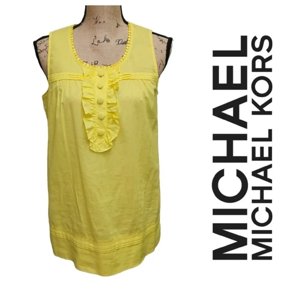 Michael Kors Ruffle Detail Yellow Top MICHAEL Michael Kors Size M - Picture 10 of 13